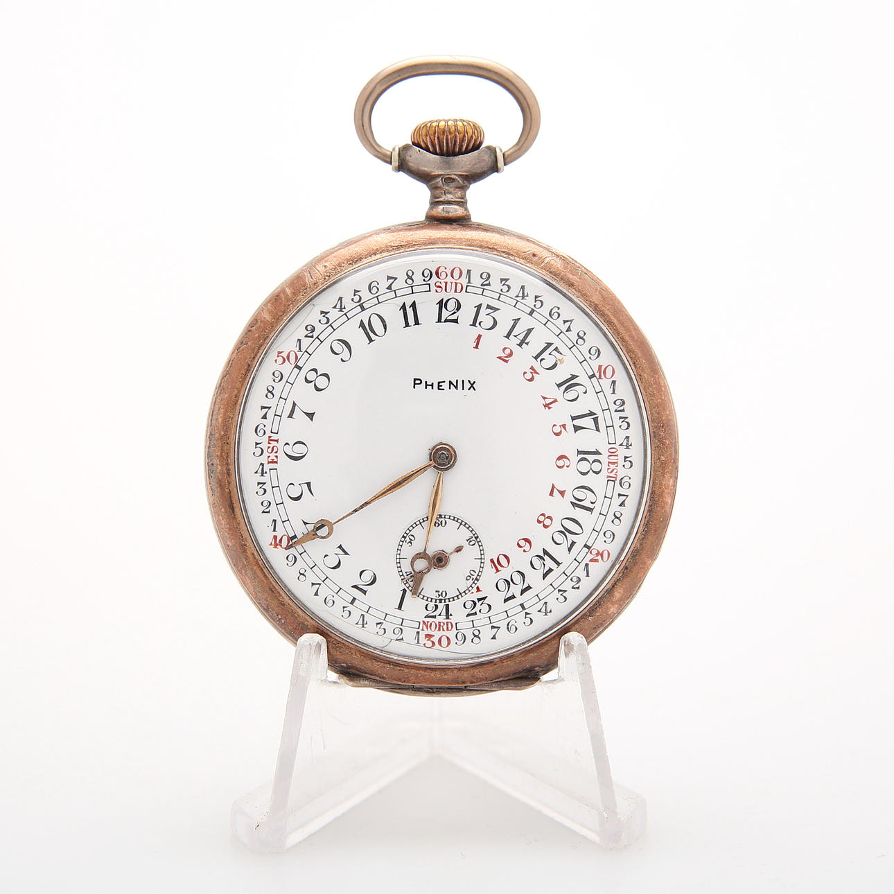 POCKET WATCH, silver, 24-hour dial, Phenix.