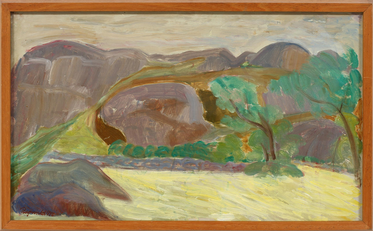 RAGNVALD MAGNUSSON. Landskapsmotiv, olja på pannå, signerad.