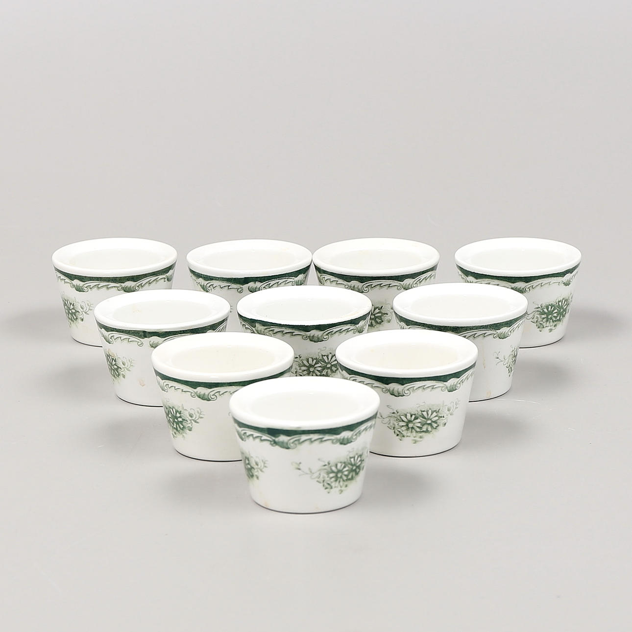 ÄGGKOPPAR, 10 st, flintgods, "Gröna Anna", Rörstrand.