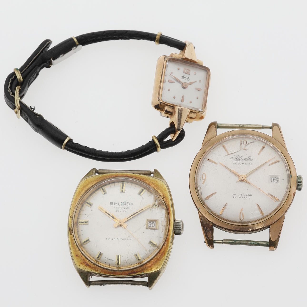 ARMBANDSUR, 3 st, guld på stål, automatic & mekanisk.