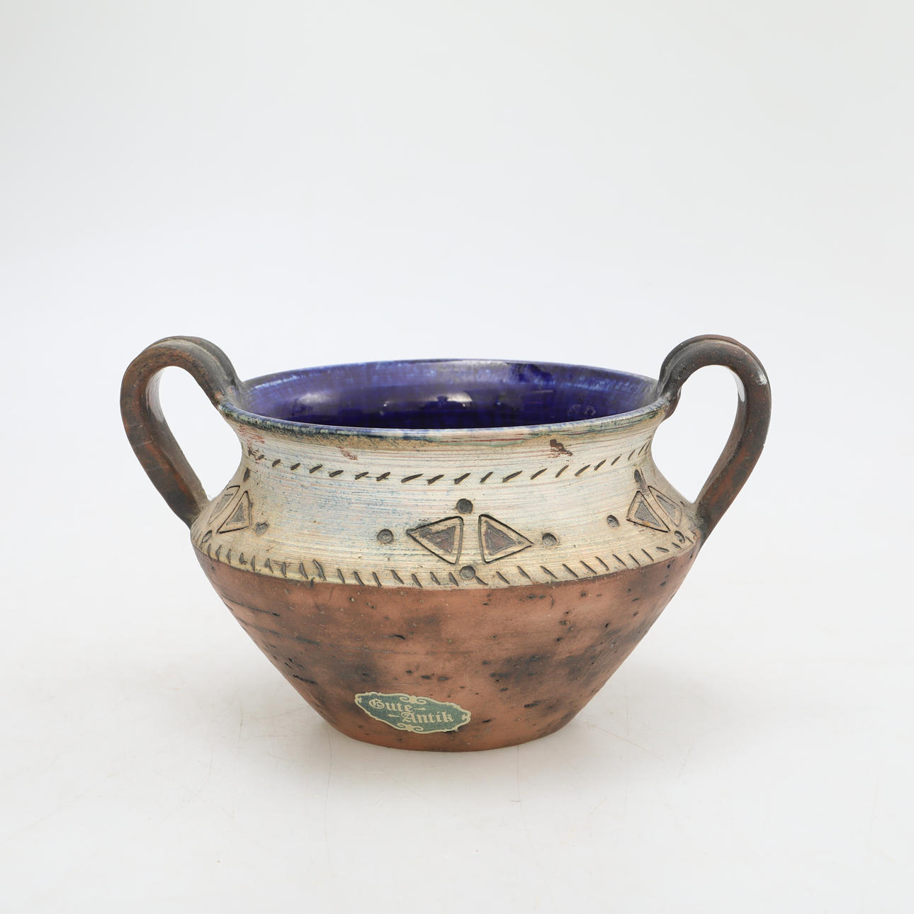 POT/BOWL, labeled "Gute Antik", signed GH.