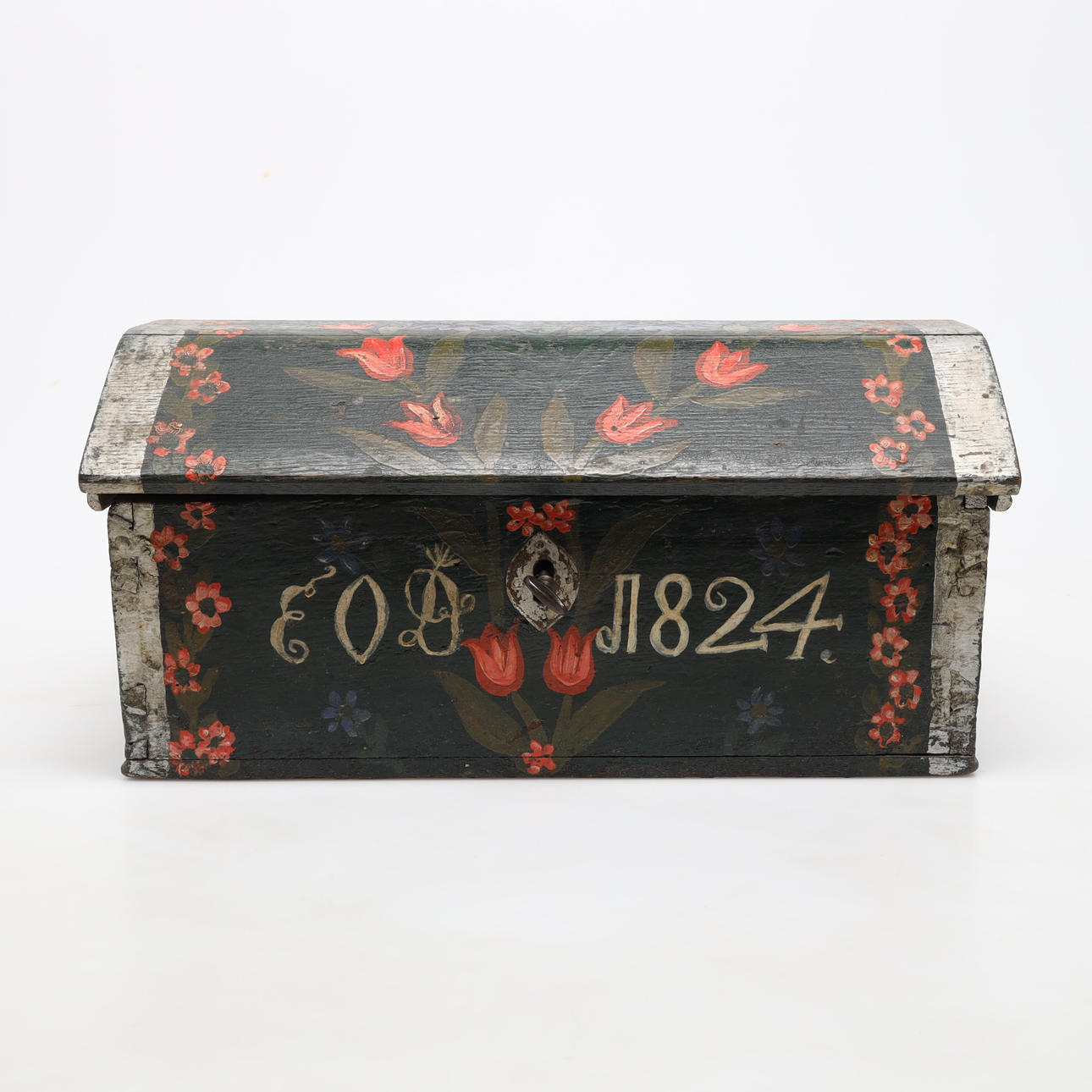 CHEST, common man, painted wood, dated 1824.