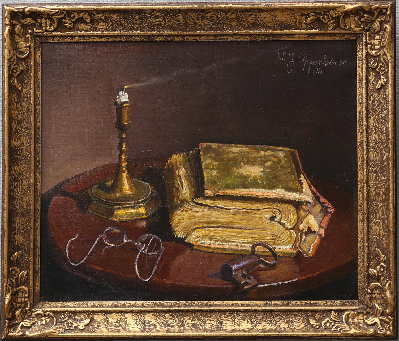 JOHNNY OPPENHEIMER. Stilleben. Olja på duk, signerad N.J. Oppenheimer och daterad 02.