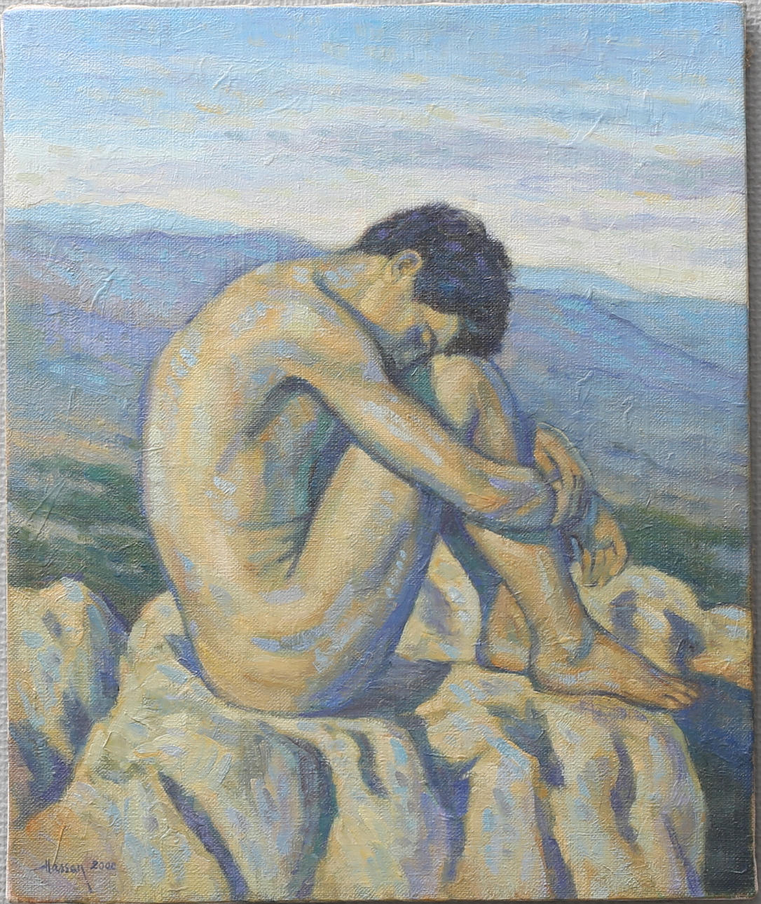 HASSAN BJÖRNSTRÖM. "Cain". Olja på duk, signerad och daterad 2000.