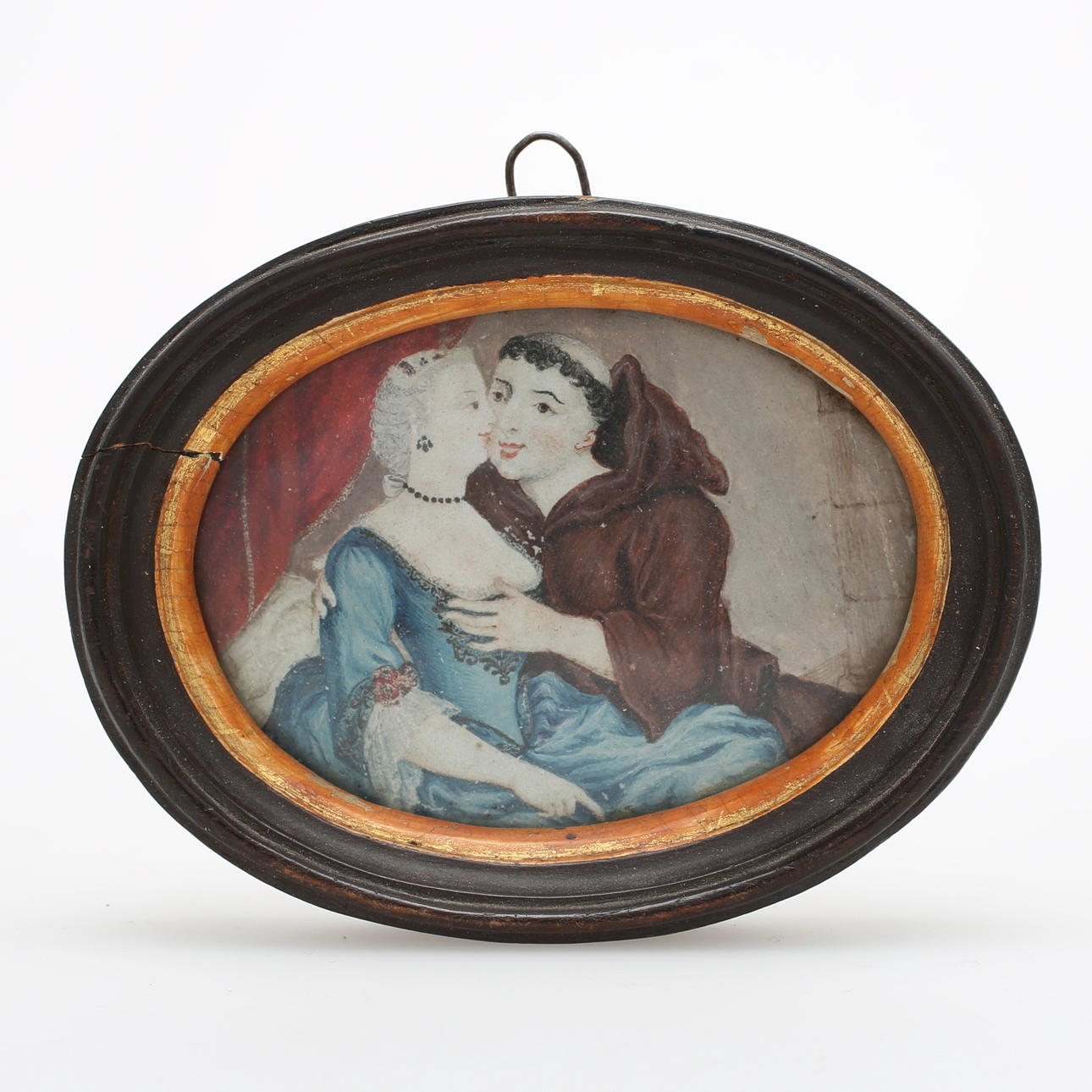 MINIATYRMÅLNING, erotiskt motiv, 1800/1900-tal.