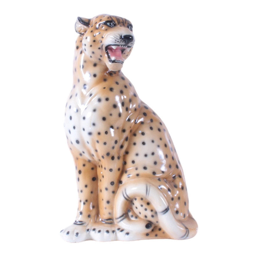 FLOOR FIGURINE, Leopard, plaster, 20th century.