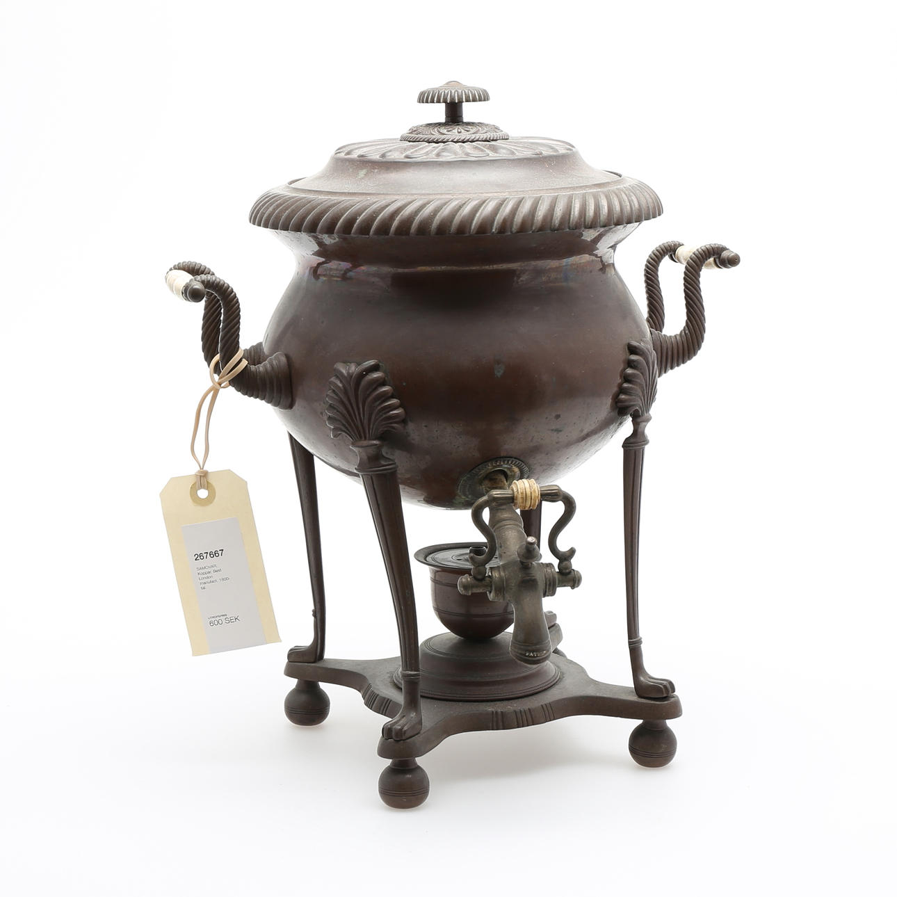 SAMOVAR, Koppar, Best London manufact, 1800-tal.