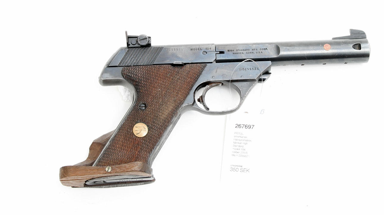 (313) PISTOLE, amerikanisch, halbautomatisch, hergestellt High Standard, Modell 104, Kaliber .22LR, Produktionsnummer 2255521.