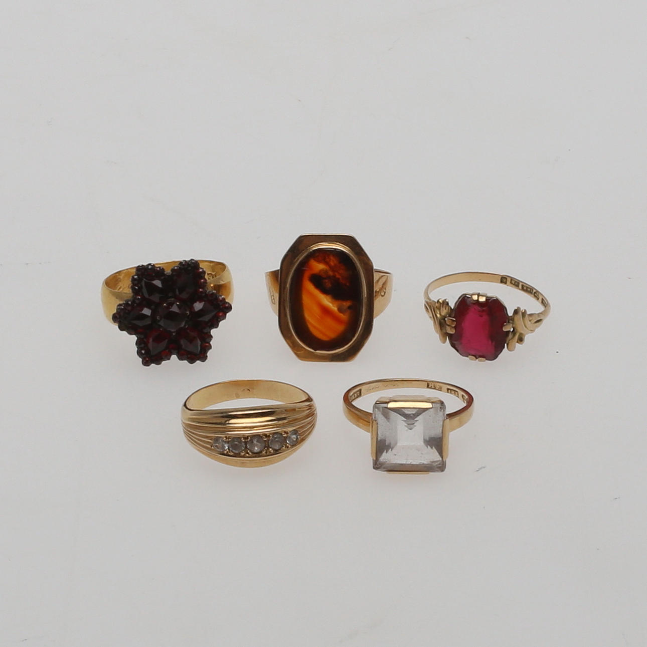RINGAR, 5 stycken, 18 k-23k.