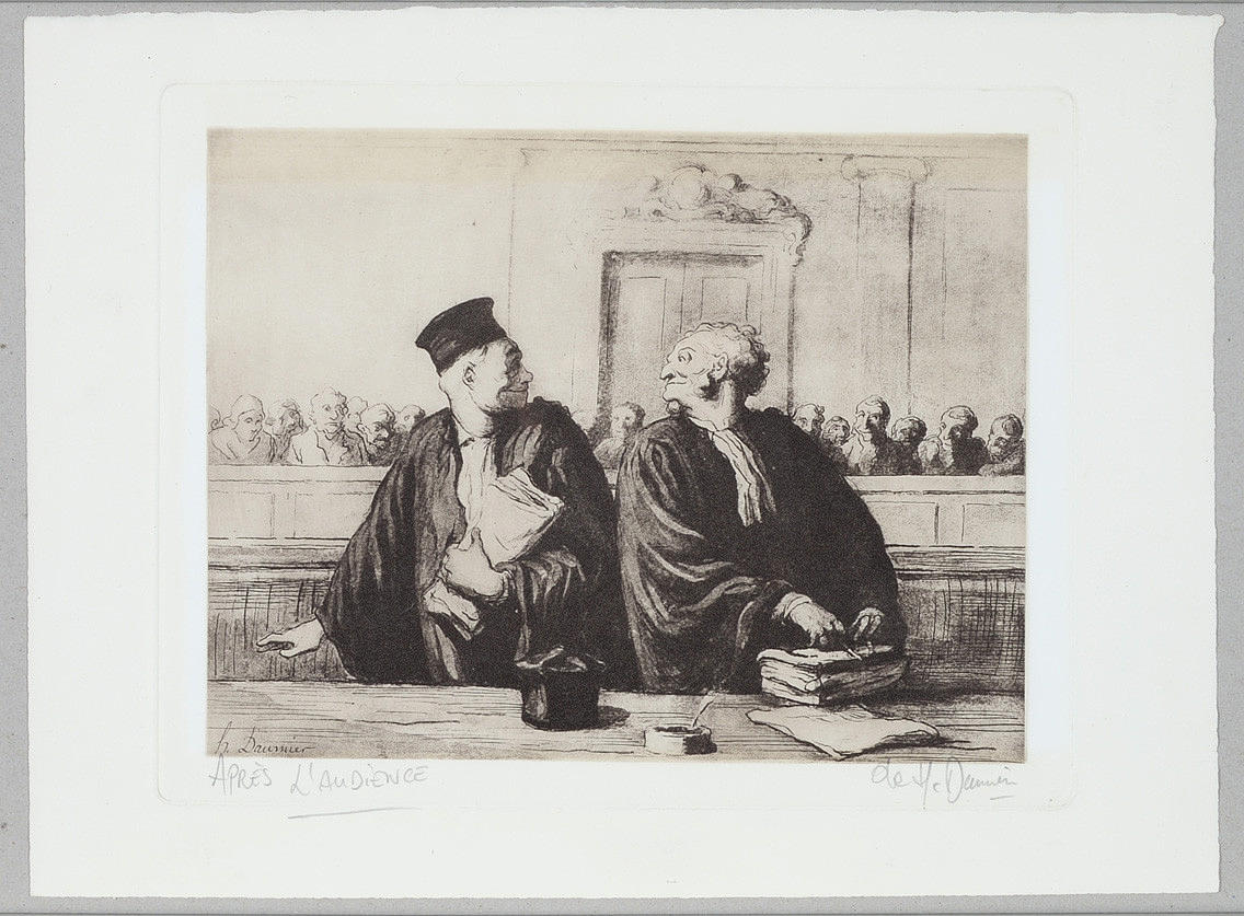 HONORE DAUMIER. NACH. " Apres l´ audience ". Lithographie.
