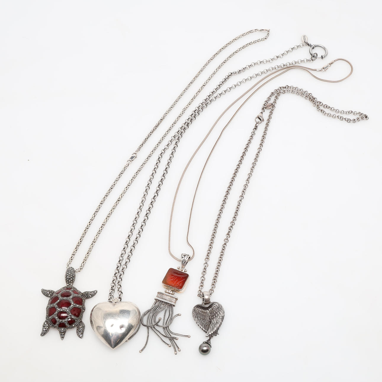 HALSBAND, 4 stycken, sterlingsilver.