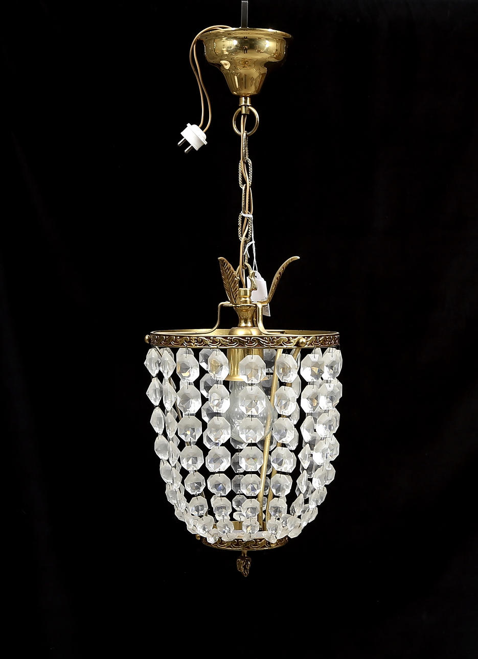 TAKLAMPA, mässing, 1900-tal, höjd ca. 60 cm.