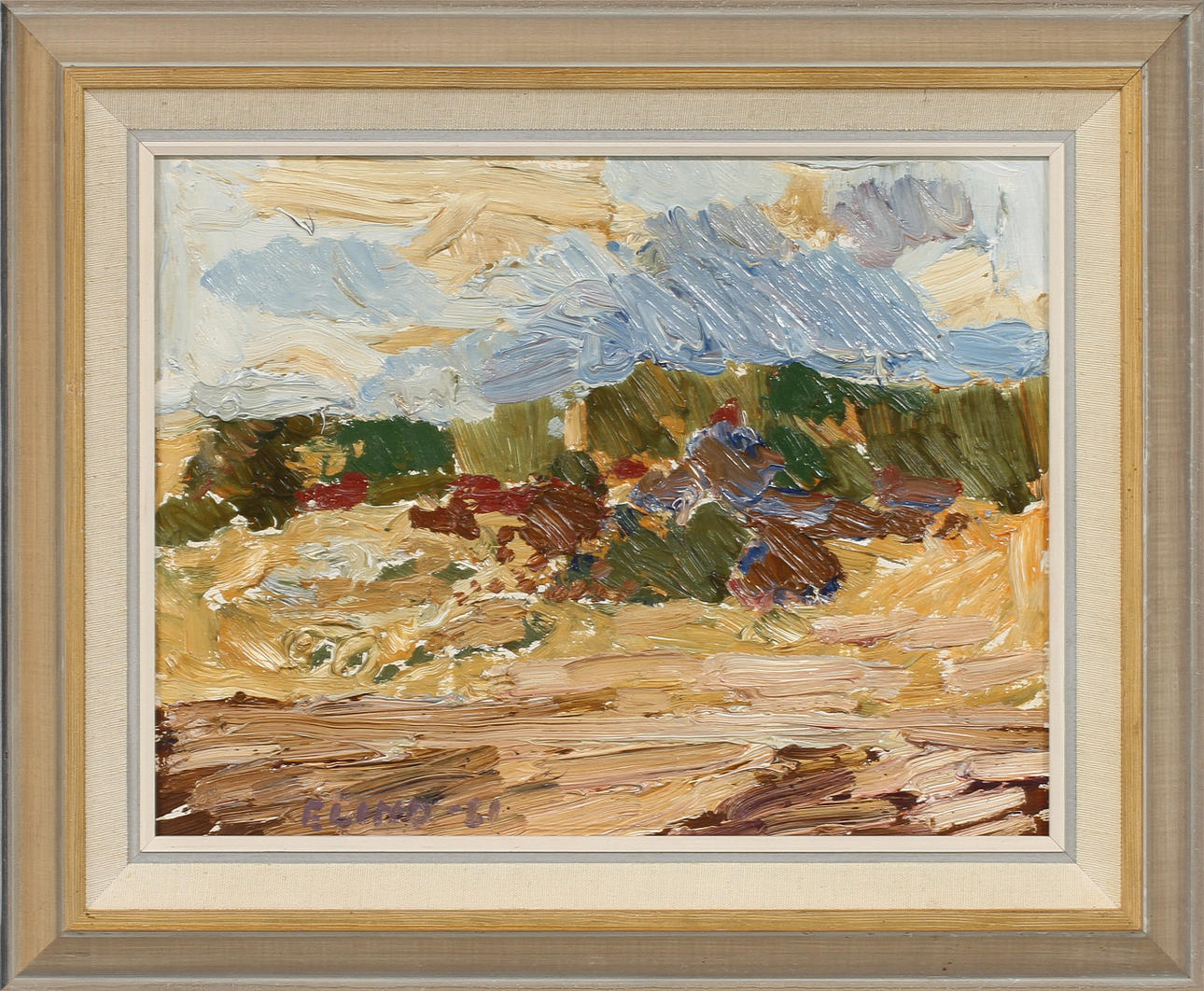 FOLKE LIND. Landskap, olja på pannå, signerad och daterad -61.