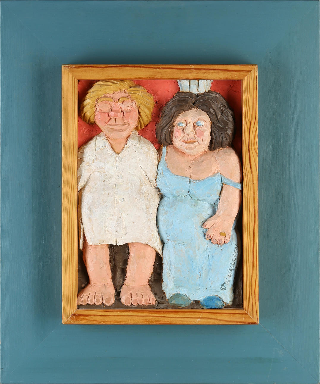 STIG WALLGREN, wood relief, signed.