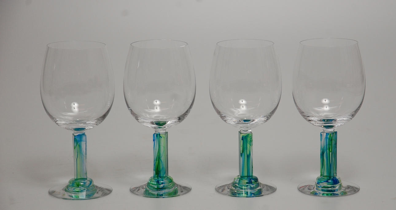 VINGLAS, 4 st " Nobis " Kjell Engman, Kosta Boda.