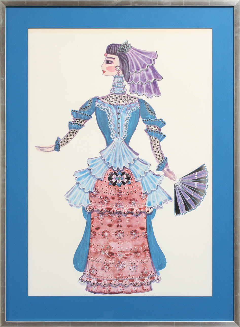 MAX WALTER SVANBERG. Kvinnofigur, offsettryck med prägling, signerad.