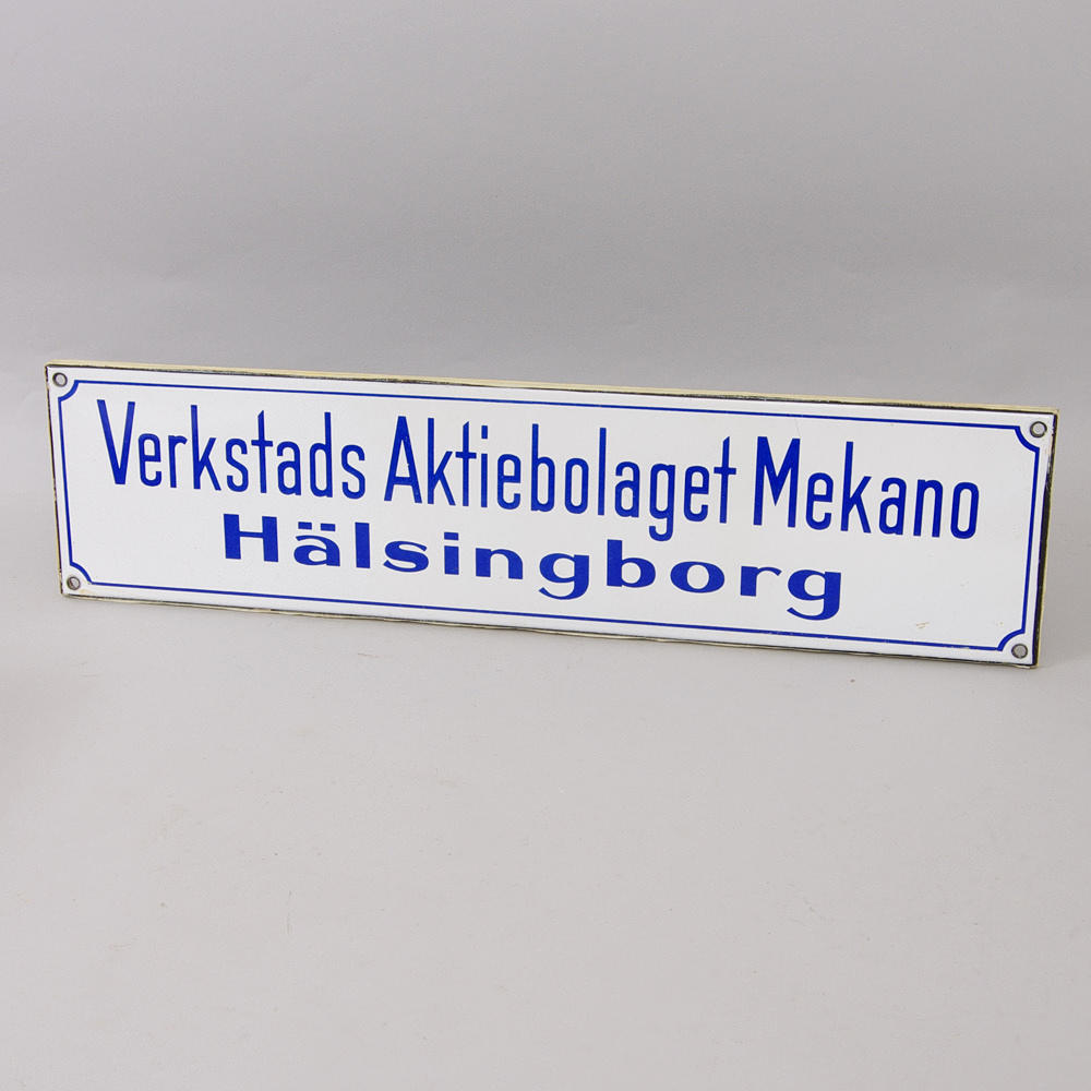 SKYLT, emaljerad plåt.
