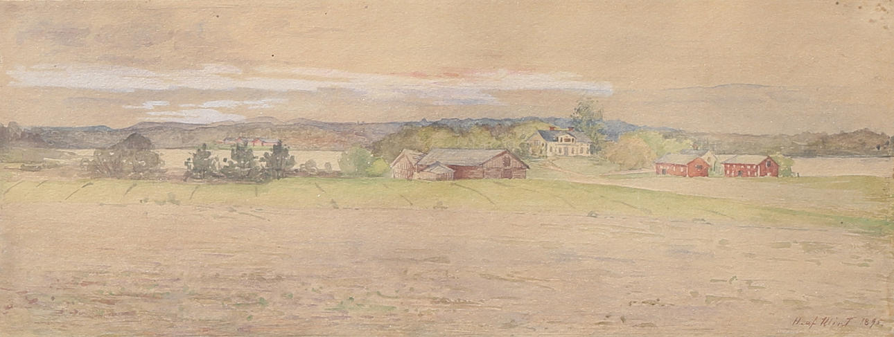 HILMA AF KLINT. Landsbygd. Akvarell, signerad H. af Klint och daterad 1895.
