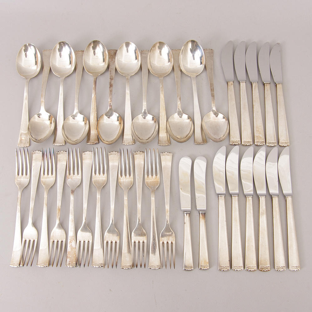 BESTICKUPPSÄTTNING, nysilver, C G Hallberg.