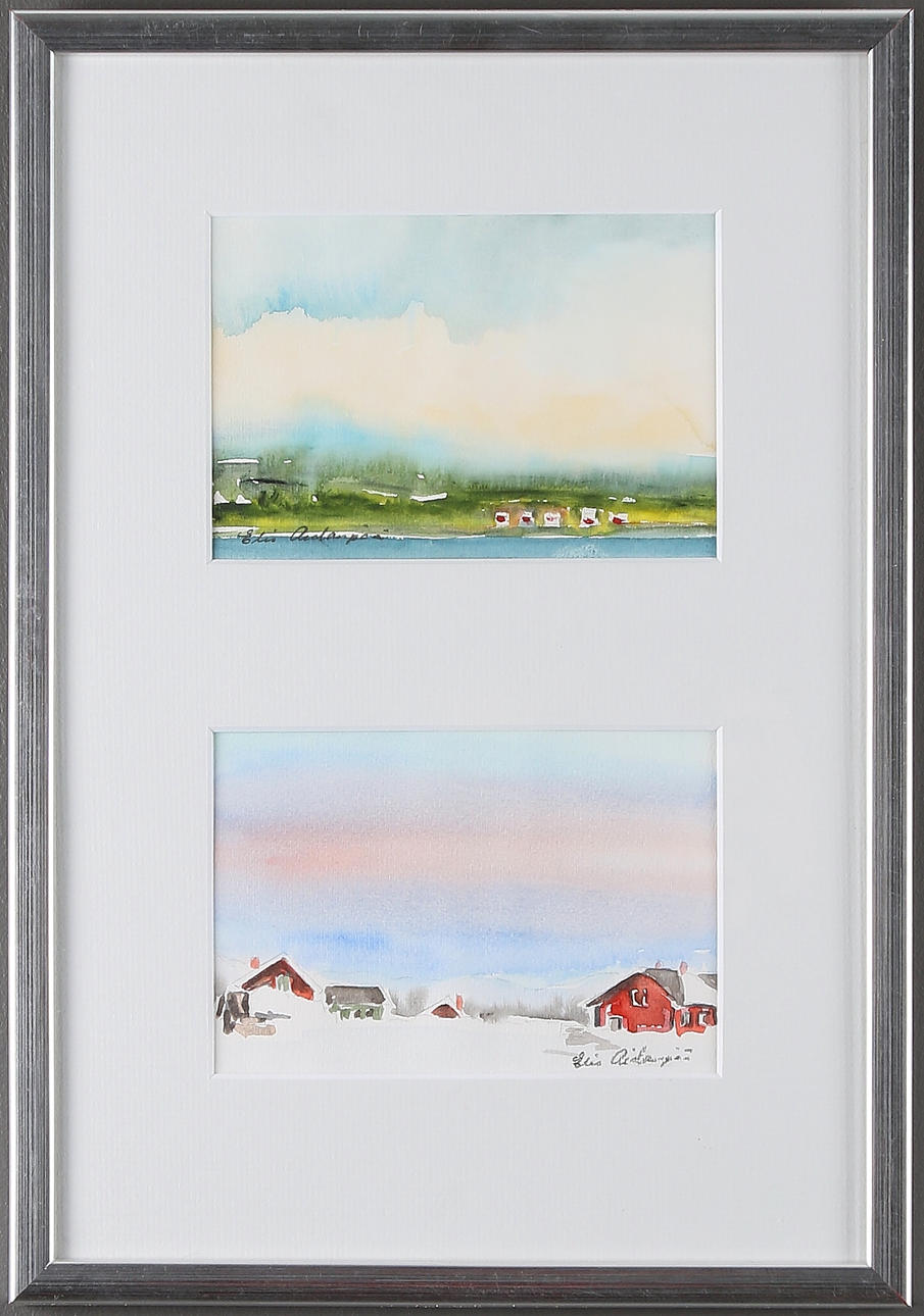 ELIS AIDANPÄÄ. Akvareller, 2 st monterade. Signerade.