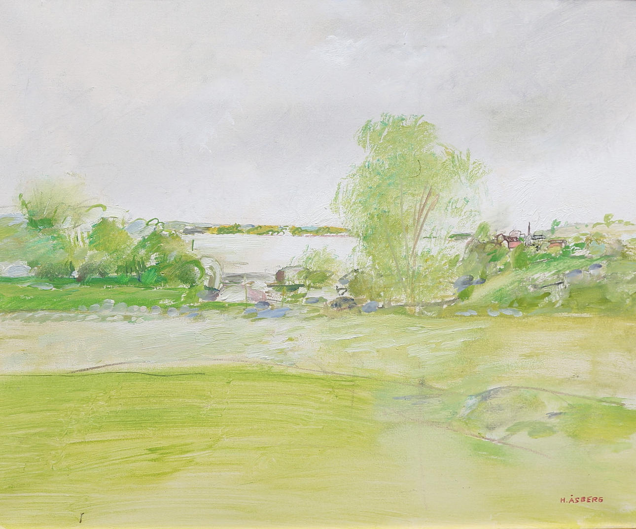 HANS ÅSBERG. Landscape. Oil on canvas, signed.