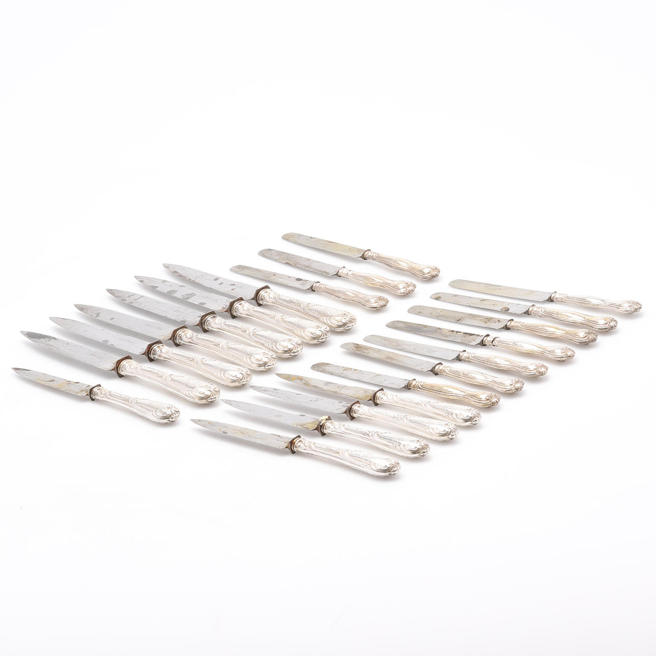 Sæt , 21 stk, sølv, udenlandske stempler.