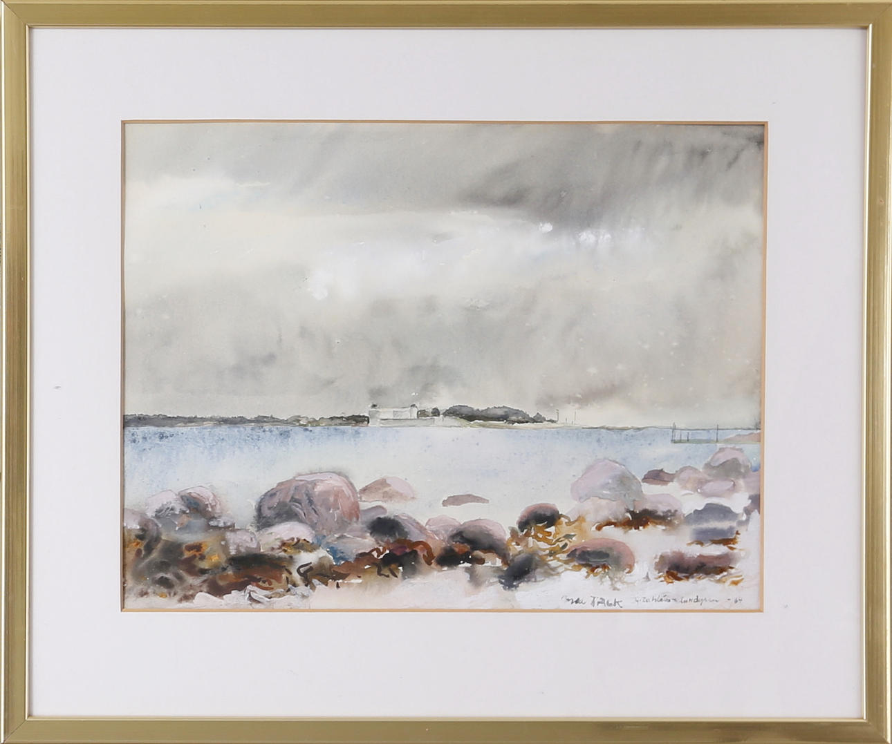 KERSTIN DAHLÉN LUNDGREN. Beach motif, watercolor, signed and dated.