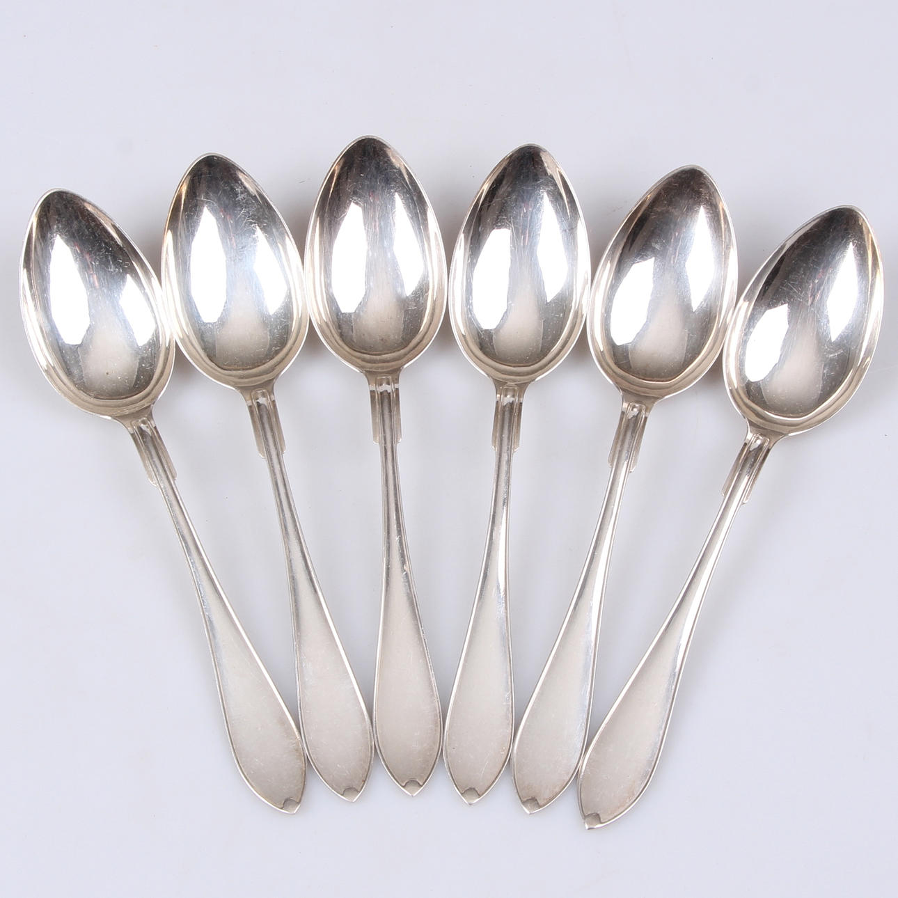 MATSKEDAR, 6 st. Silver, Svensk spetsig, GAB.