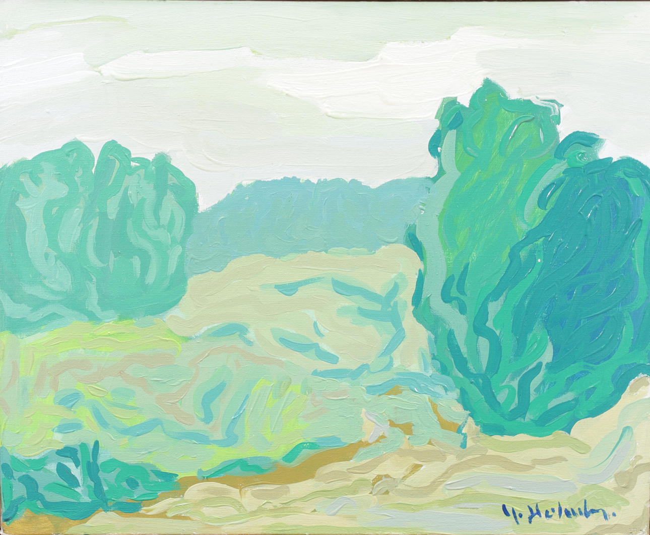 YNGVE HOLMBERG. Nature composition, oil on canvas, signed.