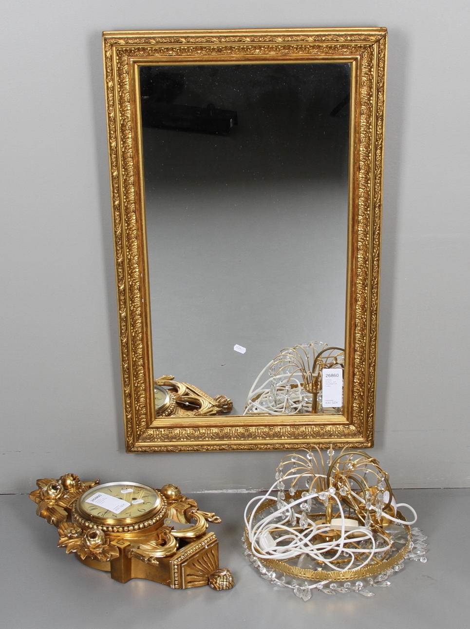 SPEGEL, PENDYL och TAKARMATUR. 3 delar.