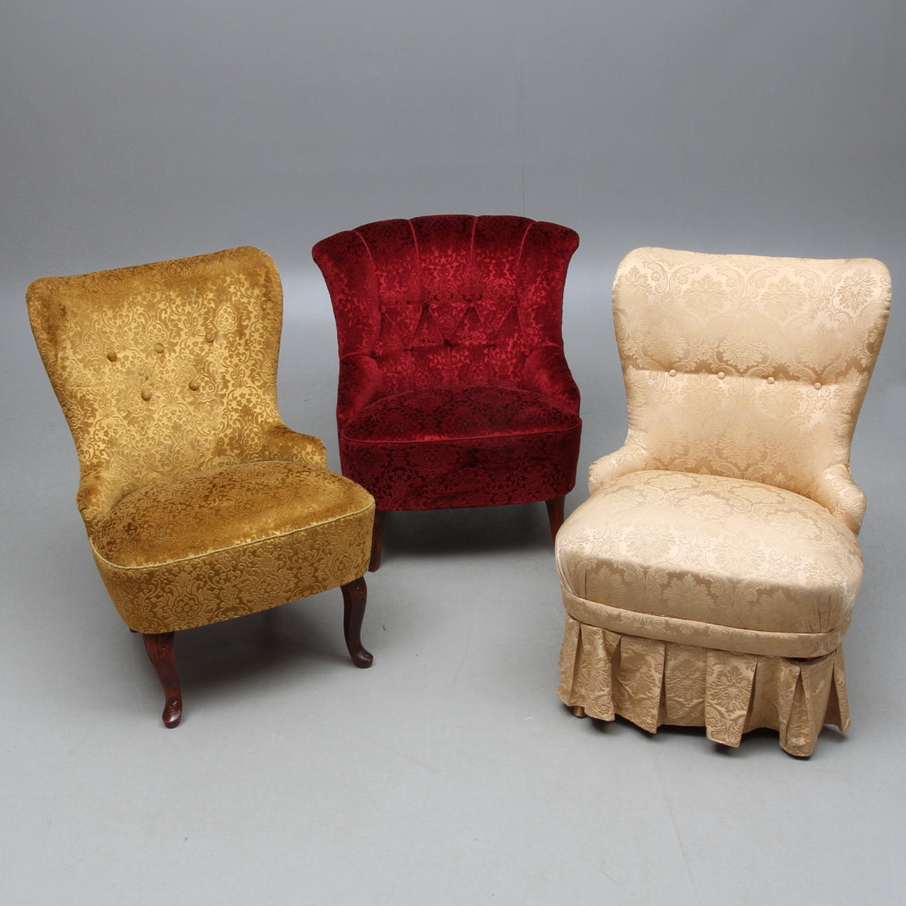 EMMAFÅTÖLJER, 3 st, 1900-tal.