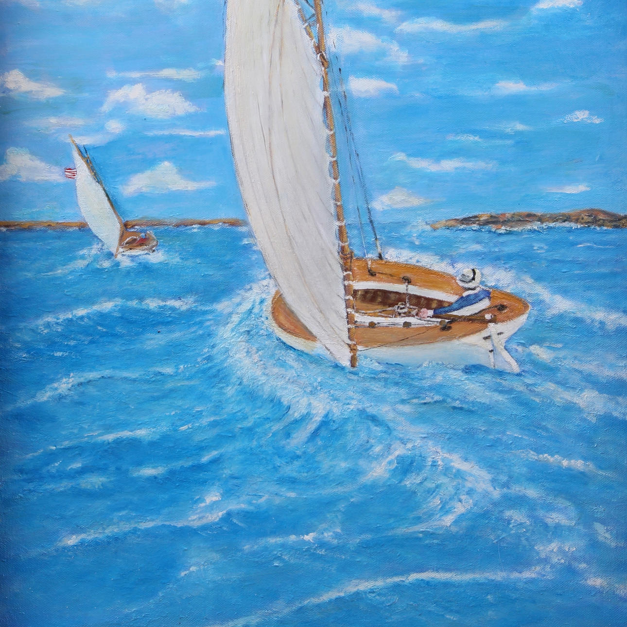 OIDENTIFIERAD KONSTNÄR. Olja på duk, "The chase", signerad Mortimer.