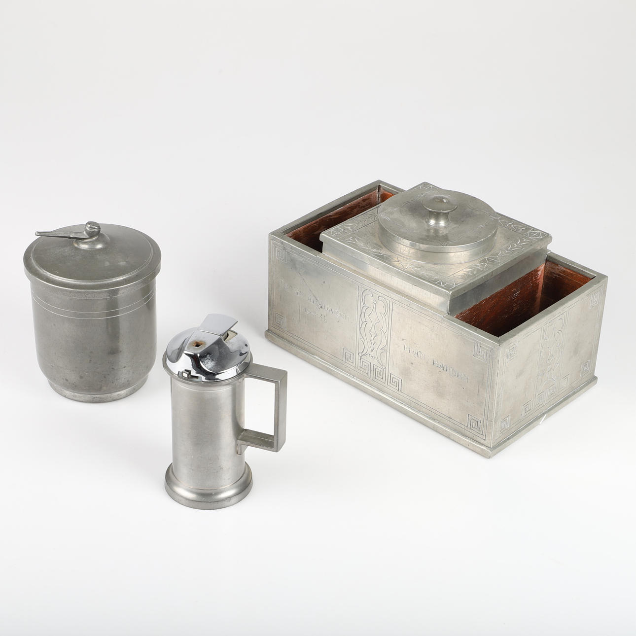 RÖKSET, 3 delar, tenn, 1900-tal.