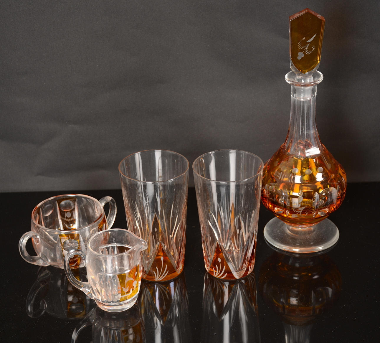 GLASFÖREMÅL, 5 delar, Åfors.