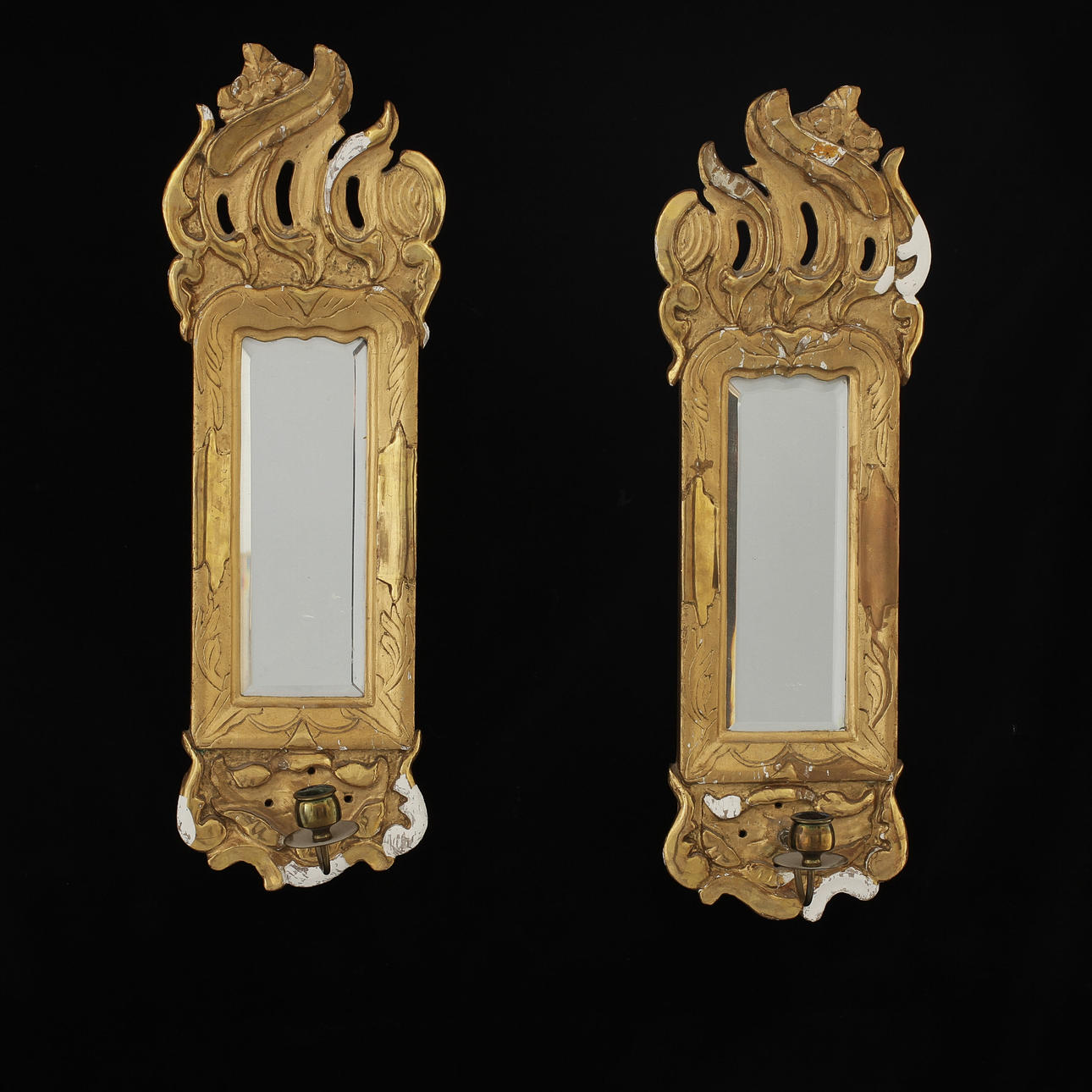 SPEGELLAMPETTER, ett par, rokokostil, 1900-talets första hälft.