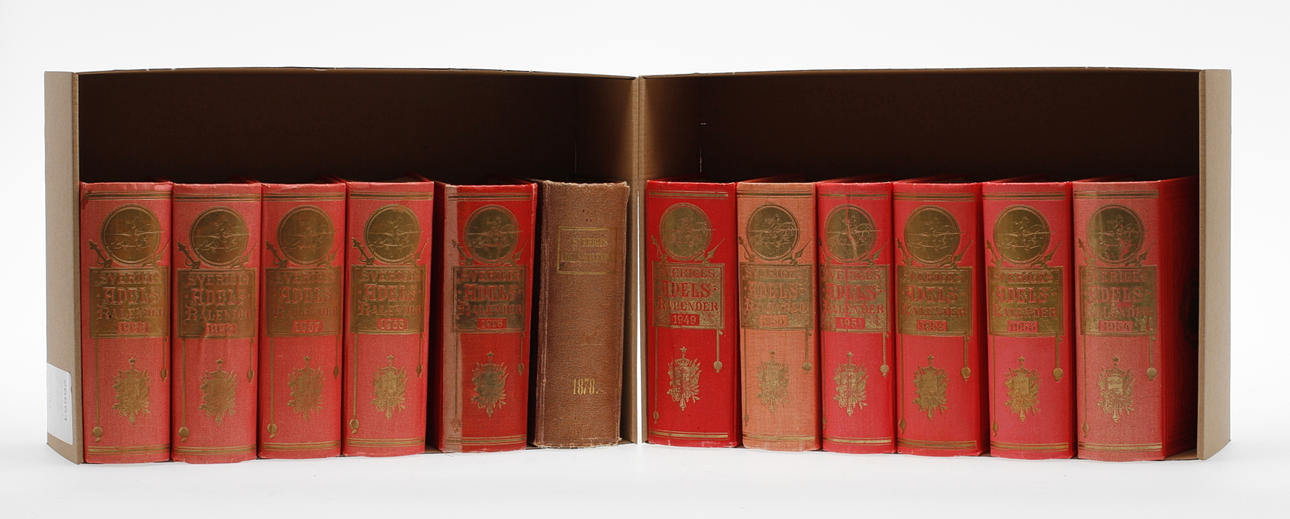 GENEALOGISK LITTERATUR, 12 delar, Sveriges adelskalender, 1949-58, 1878 och 1928.