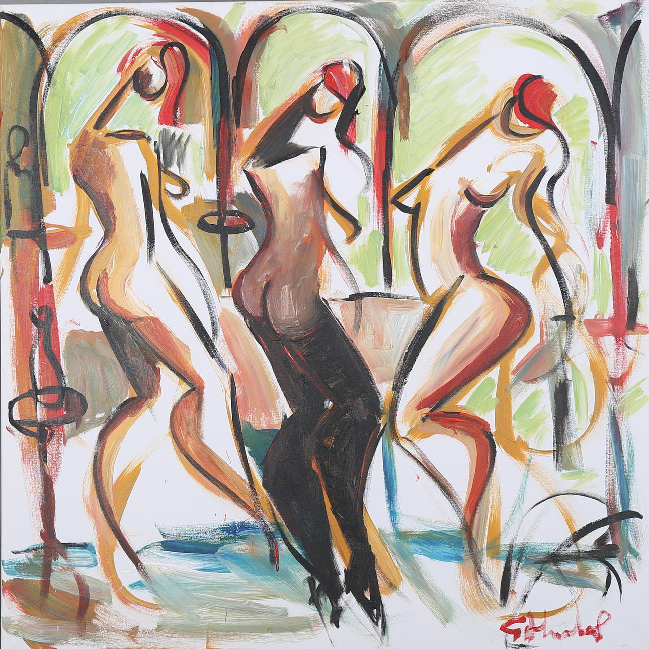 GÖRAN HAUSENKAMP. Modeller, akryl på duk, signerad G Hausenkamp.