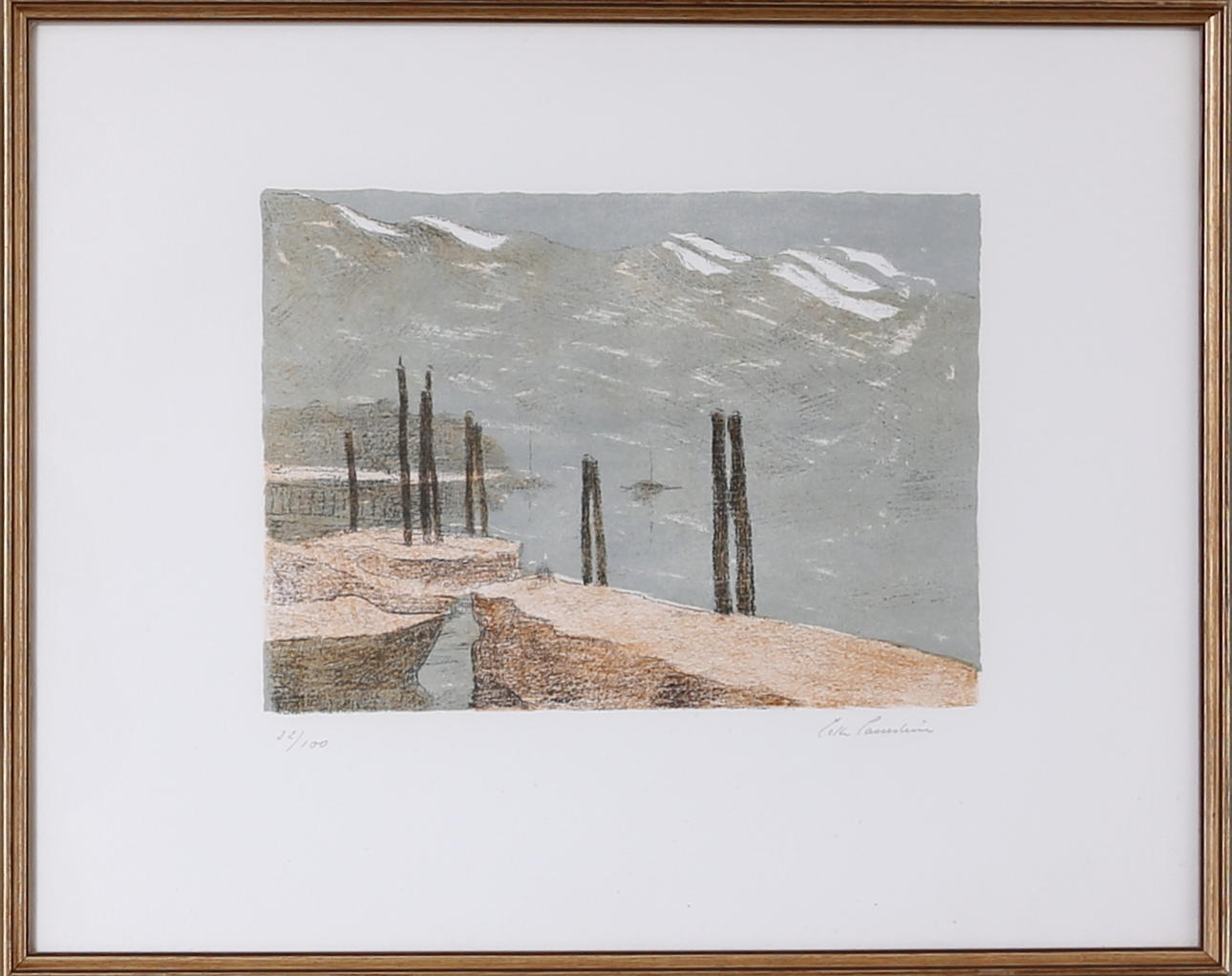 LOTTE LASERSTEIN. Hamnmotiv, färglitografi, numrerad 22/100, signerad.