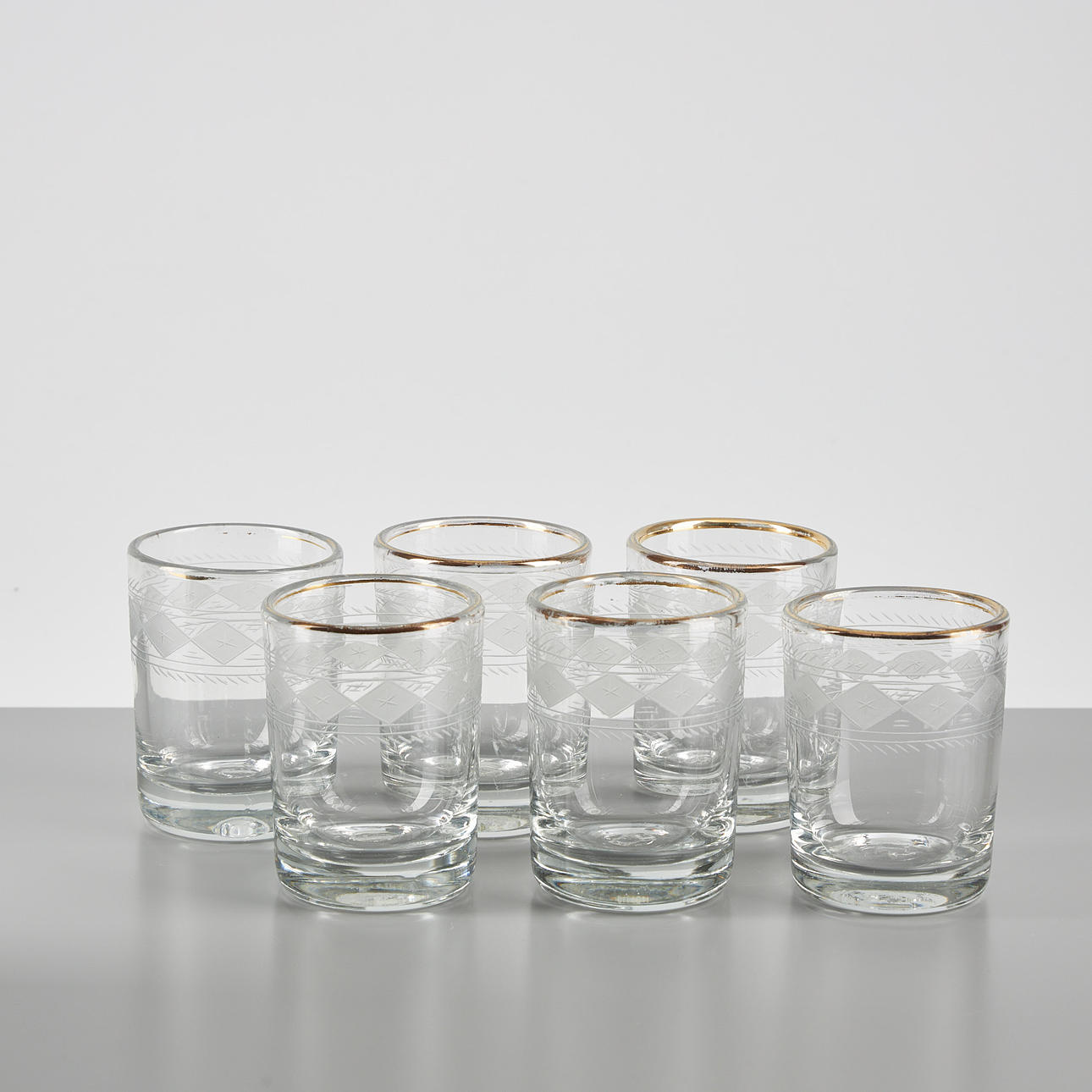 GLASSES, 6 pcs., 19th century.