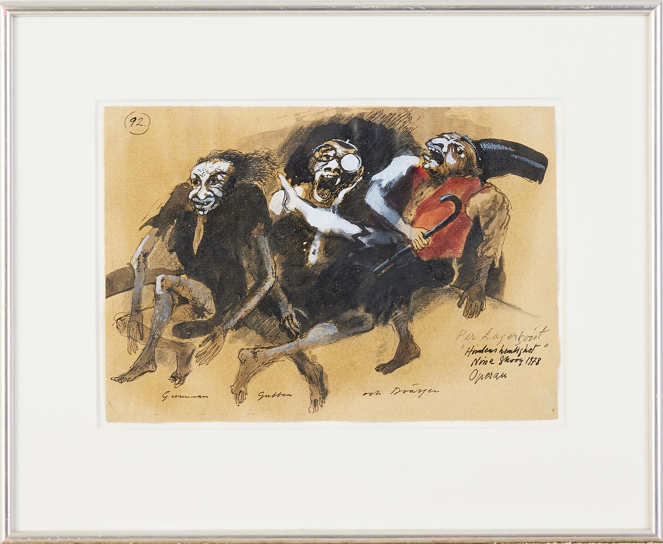 NILS ERIK ROLAND "Nisse" SKOOG (1921-2014): Costume sketch for Pär Lagerkvist "Secret of Heaven" mixed media, signed and dated Nisse Skoog 1978.