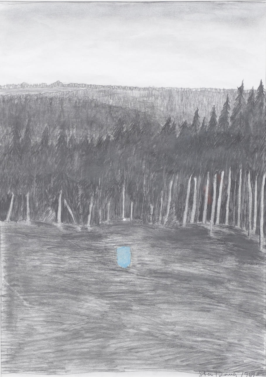 STEN DUNÉR. "Blå stenen", Krita/blyerts, signerad och daterad.