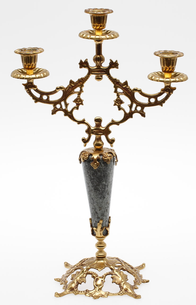 KANDELABER, mässing och kolmårdsmarmor, 1900-tal.