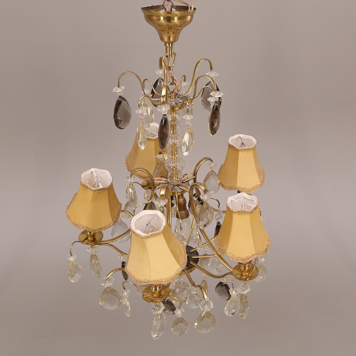 TAKARMATUR, mässing/prismor, mitten 1900-talet, 5-armad, komplett.