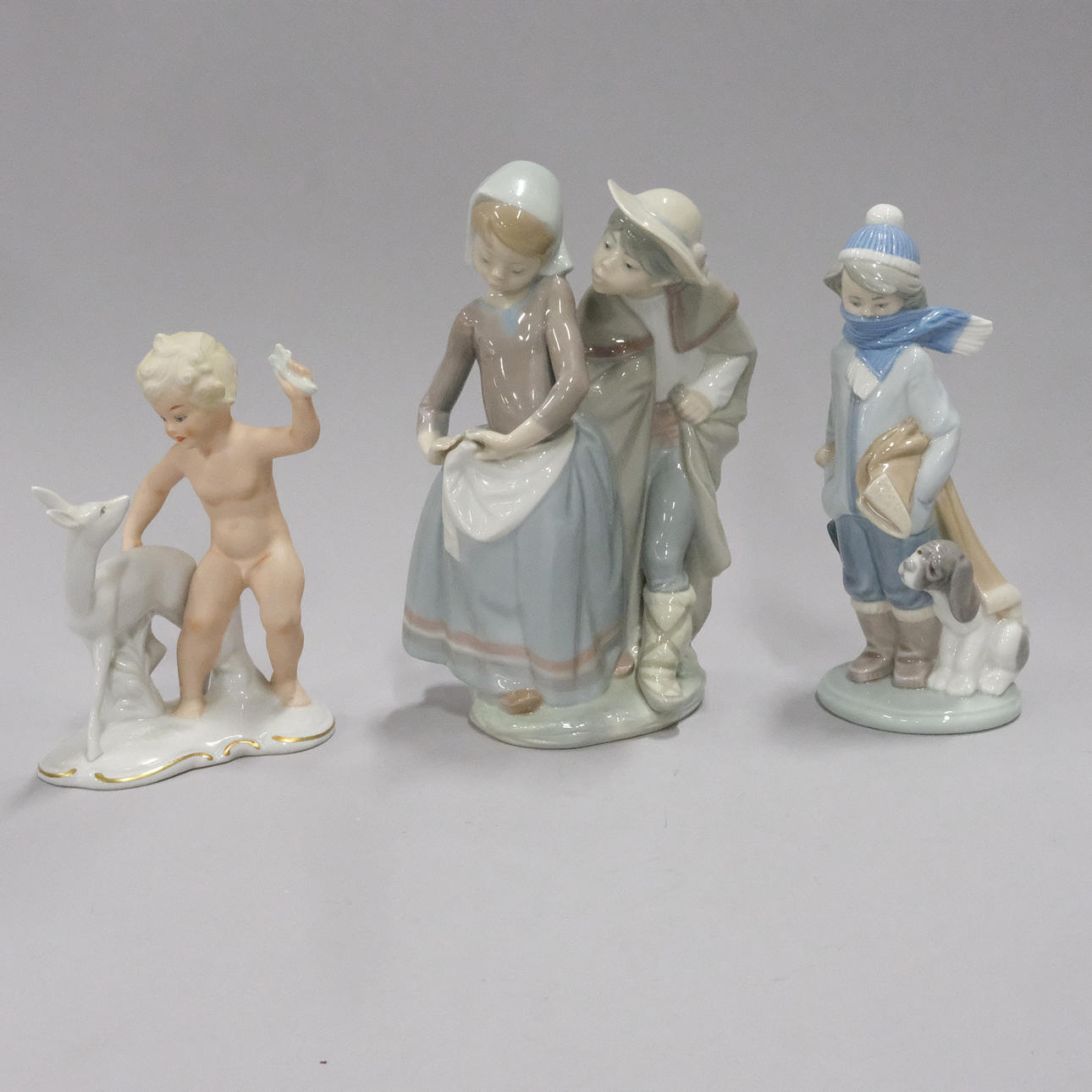 TRES FIGURAS, LLADRO Y WALLENDORFF.