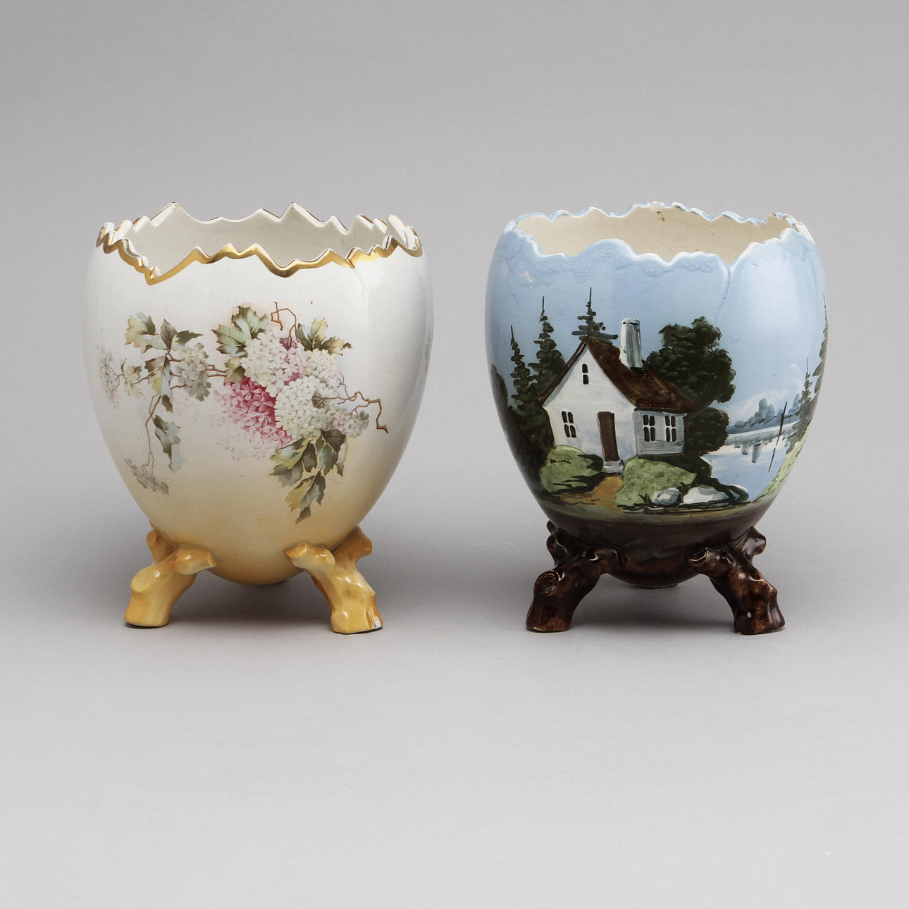 YTTERFODER, 2 st, flintgods, Gustafsberg, tidigt 1900-tal.