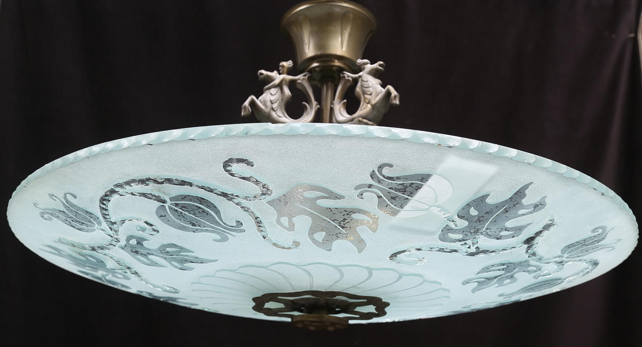 TAKPLAFOND, glas, 1930-tal, höjd ca. 67 cm.