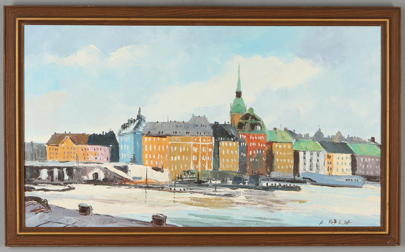 LENNART BÖRJE VESTBERG. 2 st, Stockholmsmotiv, olja på duk, signerade.