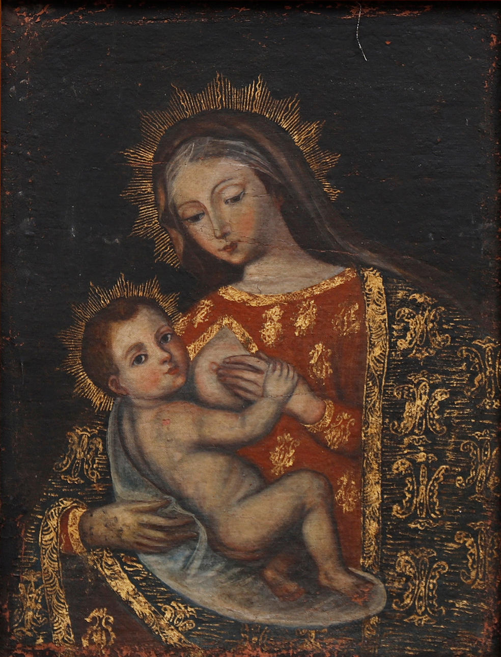 CUZCO SCHOOL, 18TH CENTURY. Jomfru af mælken.