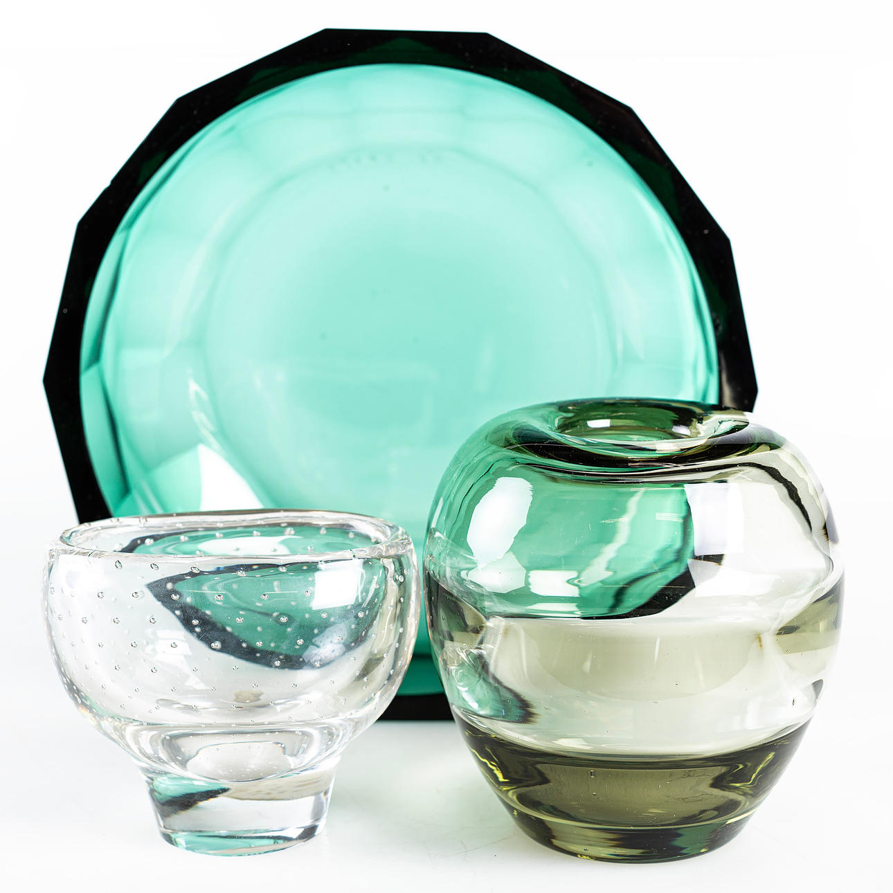 GLASSWARE, 3 pieces, Ernest Gordon/Simon Gate.