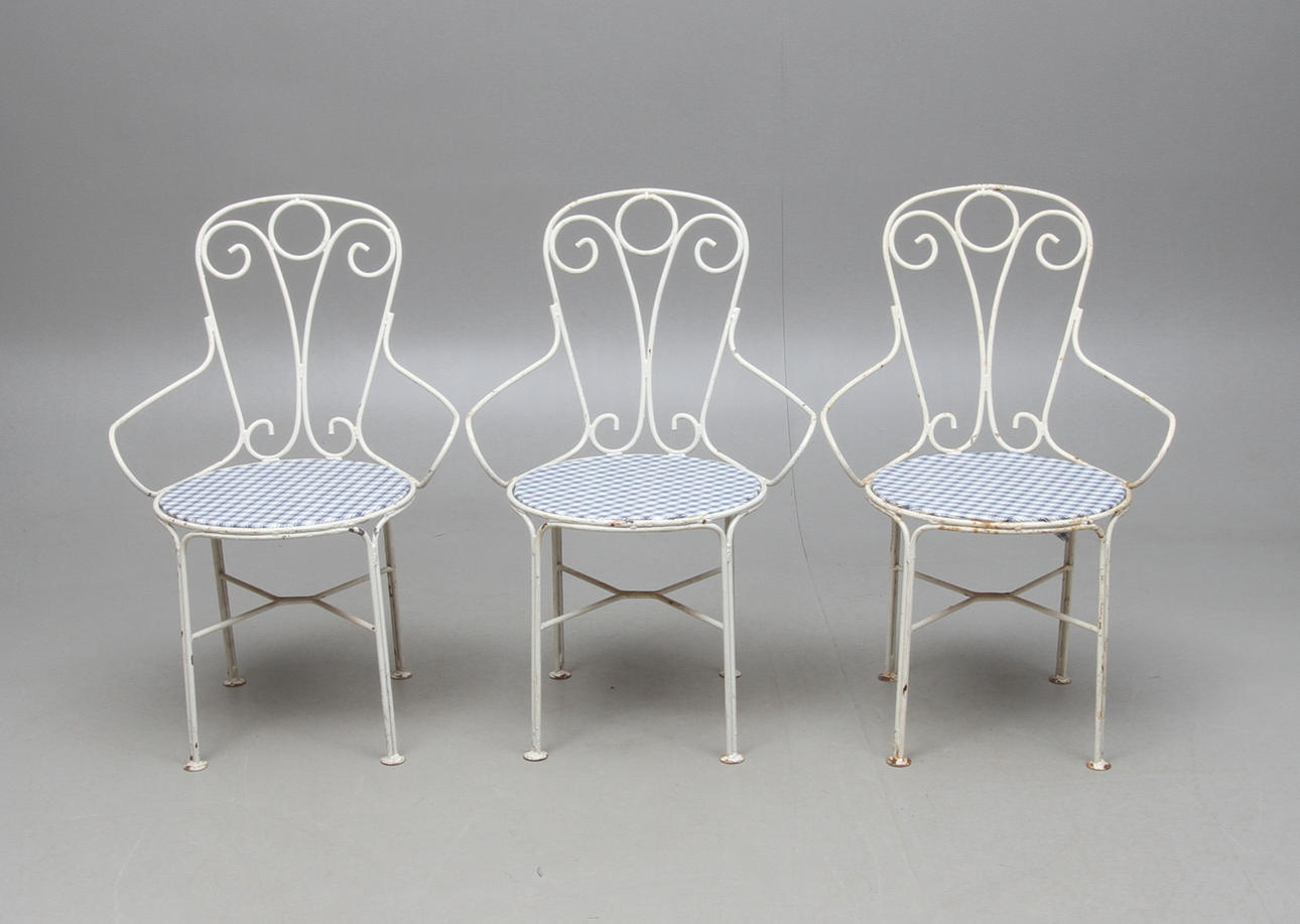 TRÄDGÅRDSSTOLAR/CAFÉSTOLAR, 3 st, 1900-tal.